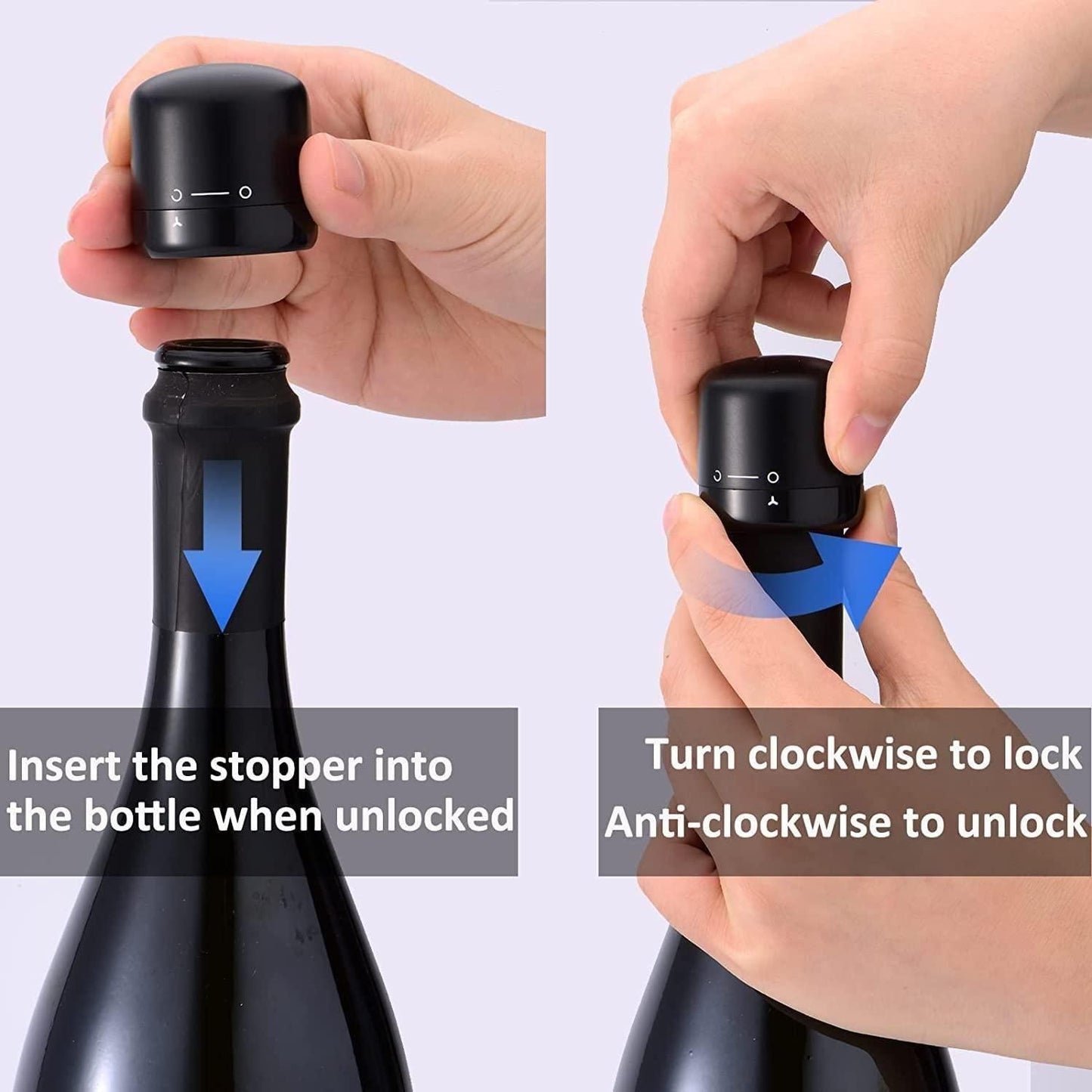 Premium Wine and Champagne Bottle Stoppers, Silicone Caps Sealer (Pack of 2)